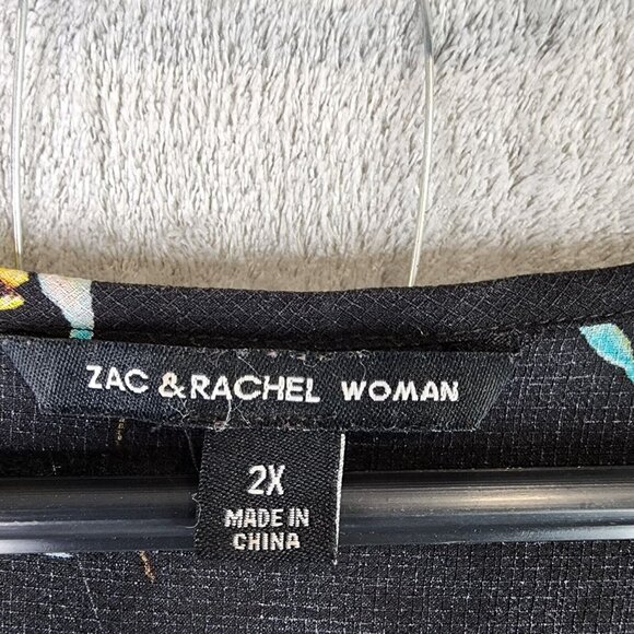 ZAC & RACHEL Pullover Sheer Polyester Bat Wing Blouse Shirt Floral Plus 2X - Picture 3 of 8